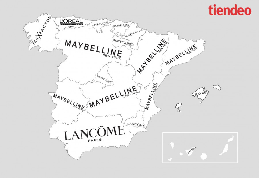 Maybelline destaca como la marca favorita de las usuarias, siguiéndola enseñas como L’Oréal, Max Factor o Lancôme.