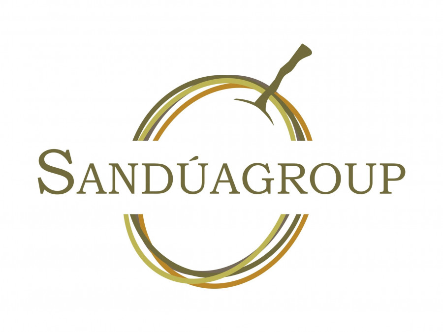 La imagen del logotipo para Sandúa Group es una aceituna, trazada en líneas de diferentes tonalidades, que representan las diversas variedades de olivas.
