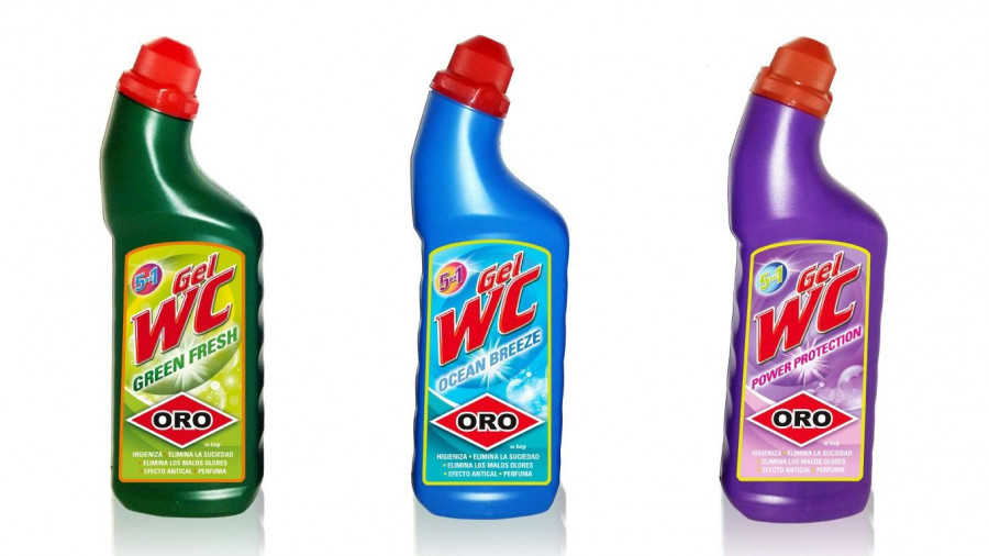 El Gel WC Oro está disponible en tres fragancias: Green Fresh, Ocean Breeze y Power Protection.