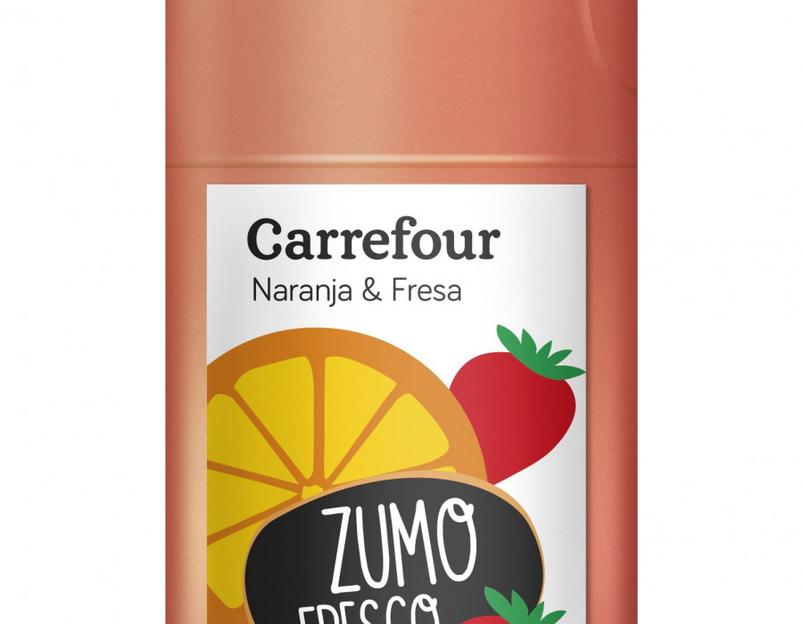 La gama de zumos frescos de alta presión comercializados bajo la marca Carrefour estarán disponibles en cinco variedades.