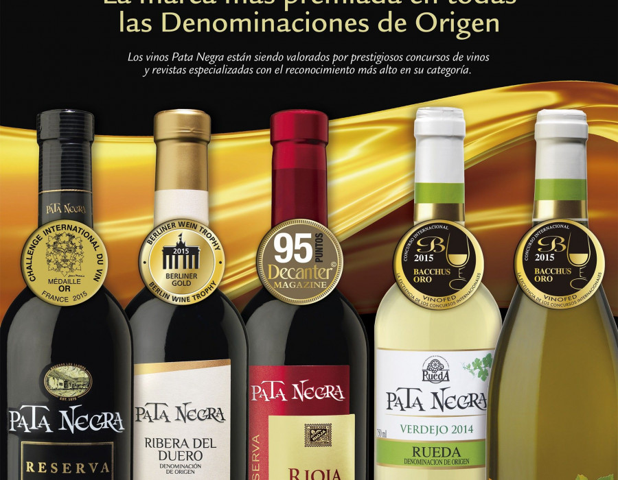 Pata Negra es la primera marca española del sector bodeguero que comercializa diferentes Denominaciones de Origen bajo un mismo nombre.