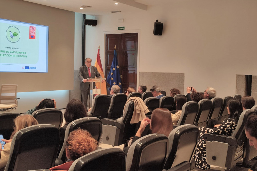Antonio Sánchez, presidente de Avianza, durante su intervención en la presentación de la campaña Carne de ave europea, tu elección inteligente