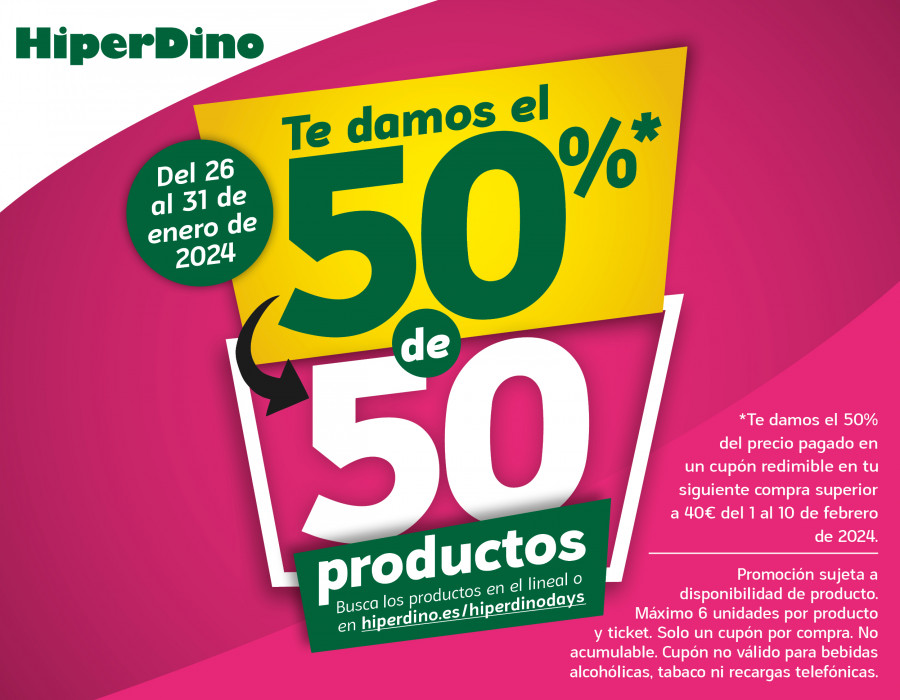 HiperDino lanza una promoción de 50 productos al 50% en una selección de productos