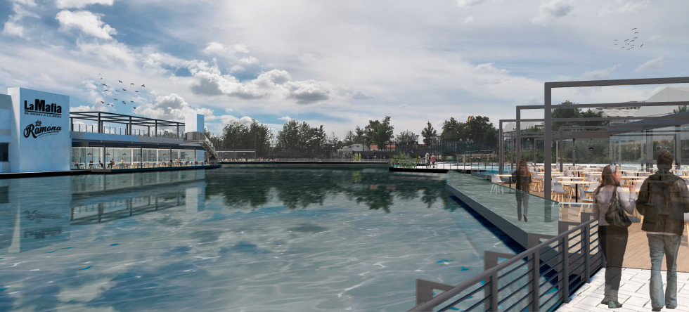 Render provisional del acabado final de la zona del lago tras la reforma