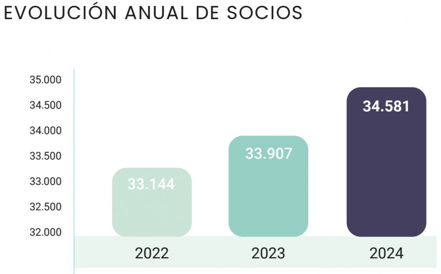 Evolución anual de socios